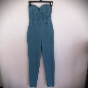 NAT & LIV x JLUXLABEL Blue Strapless Jumpsuit Size S As New!